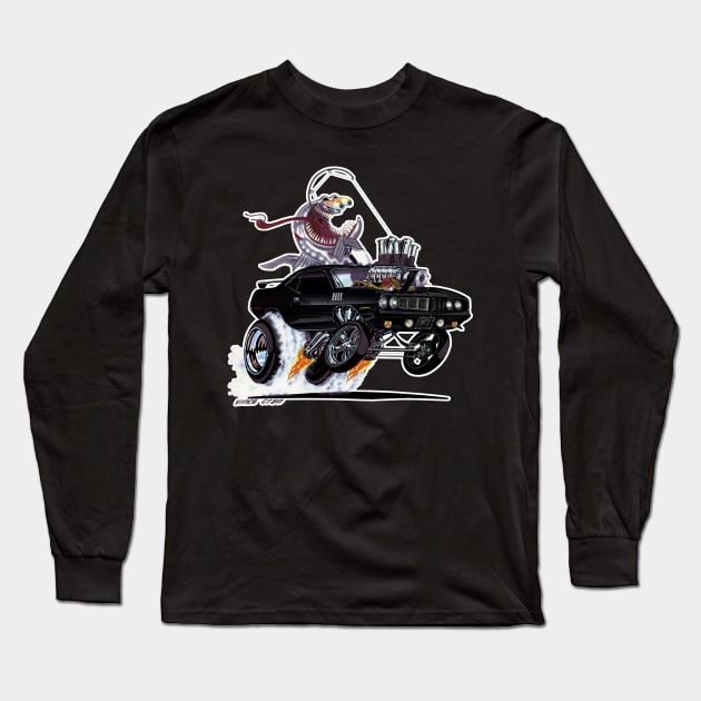 FISHTAILIN 1971 HEMI 'cuda BLACK Long Sleeve T-Shirt by vincecrain